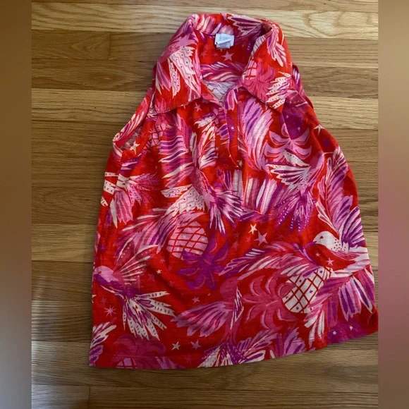Sigrid Olsen Red and Pink Tropical Print Tunic - Picture 1 of 3